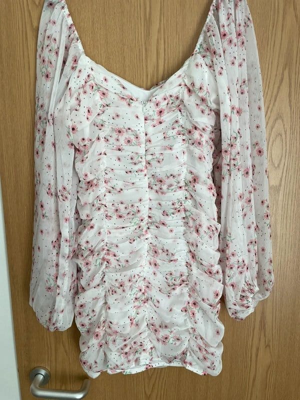 ASOS Ruched White Floral Dress