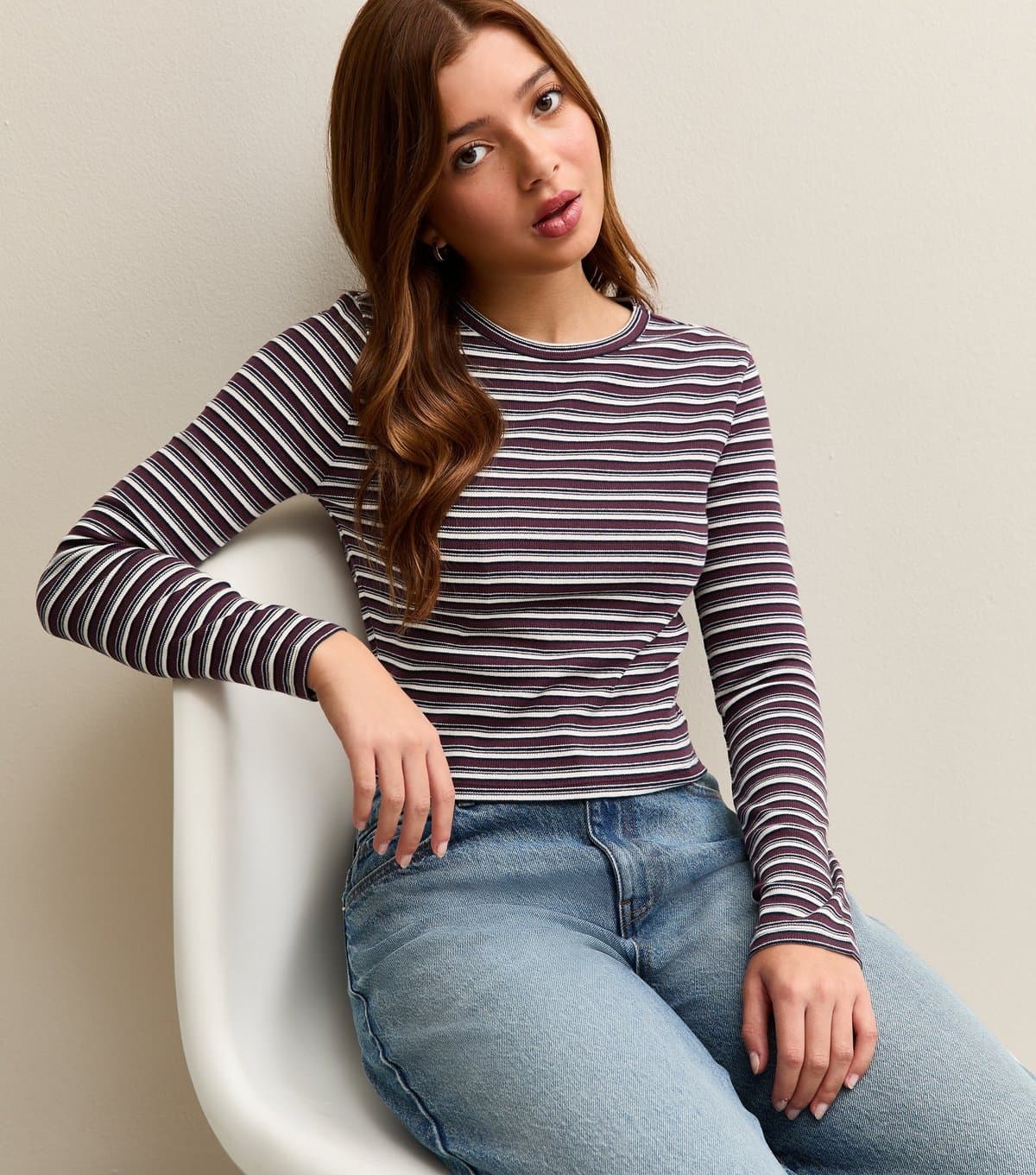 New Look Girls' Red Striped Long Sleeve Baby Tee New Look