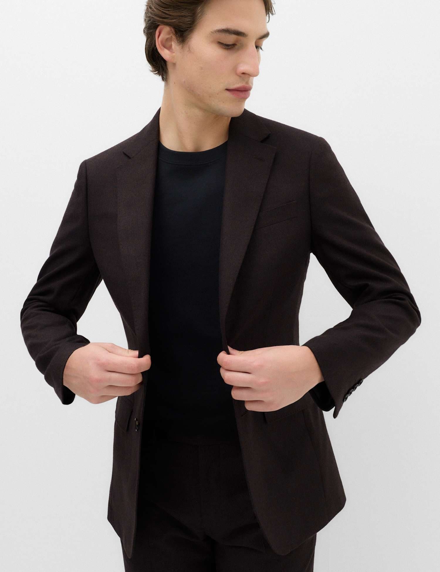 Marks & Spencer M&S Tailored Fit Micro Check Tweed Jacket Bordeaux