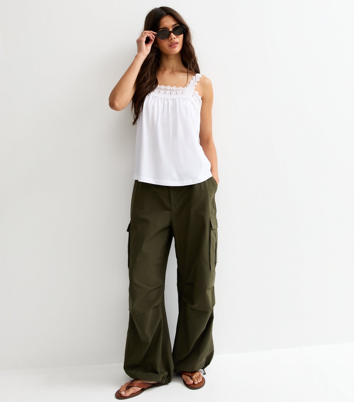 New Look Women's White Square Neck Trim Cami Top New Look - 3