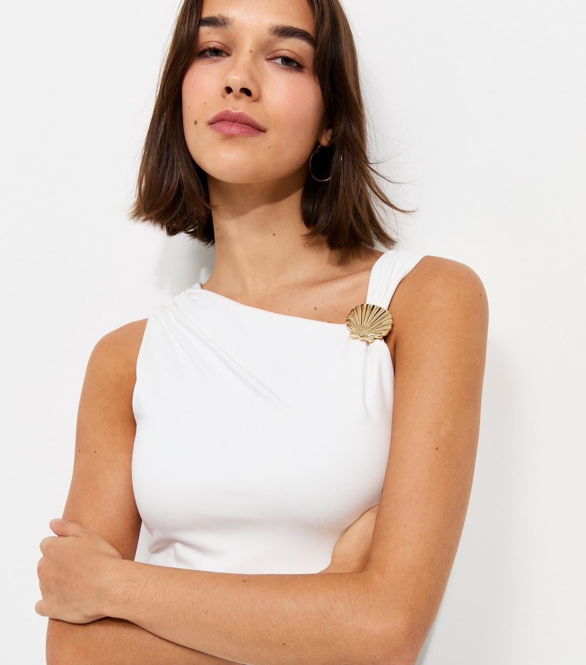 New Look New Look Off White Jersey Shell Charm Tank Top