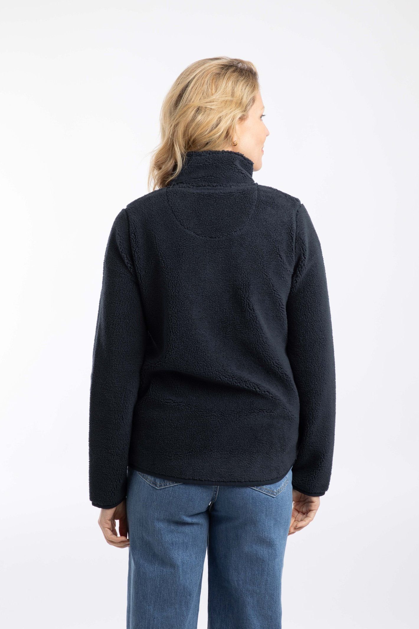 Weird Fish Weird Fish Women's Lucille Lightweight Full Zip Borg Fleece in Navy - 3