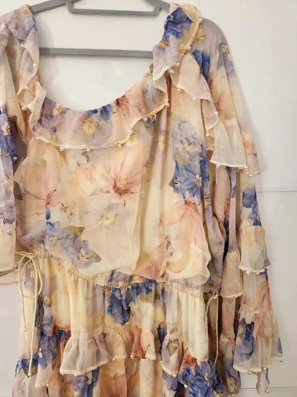 ASOS Asos Luxe Curve pearl embellished chiffon maxi dress size 20 £130 - 1