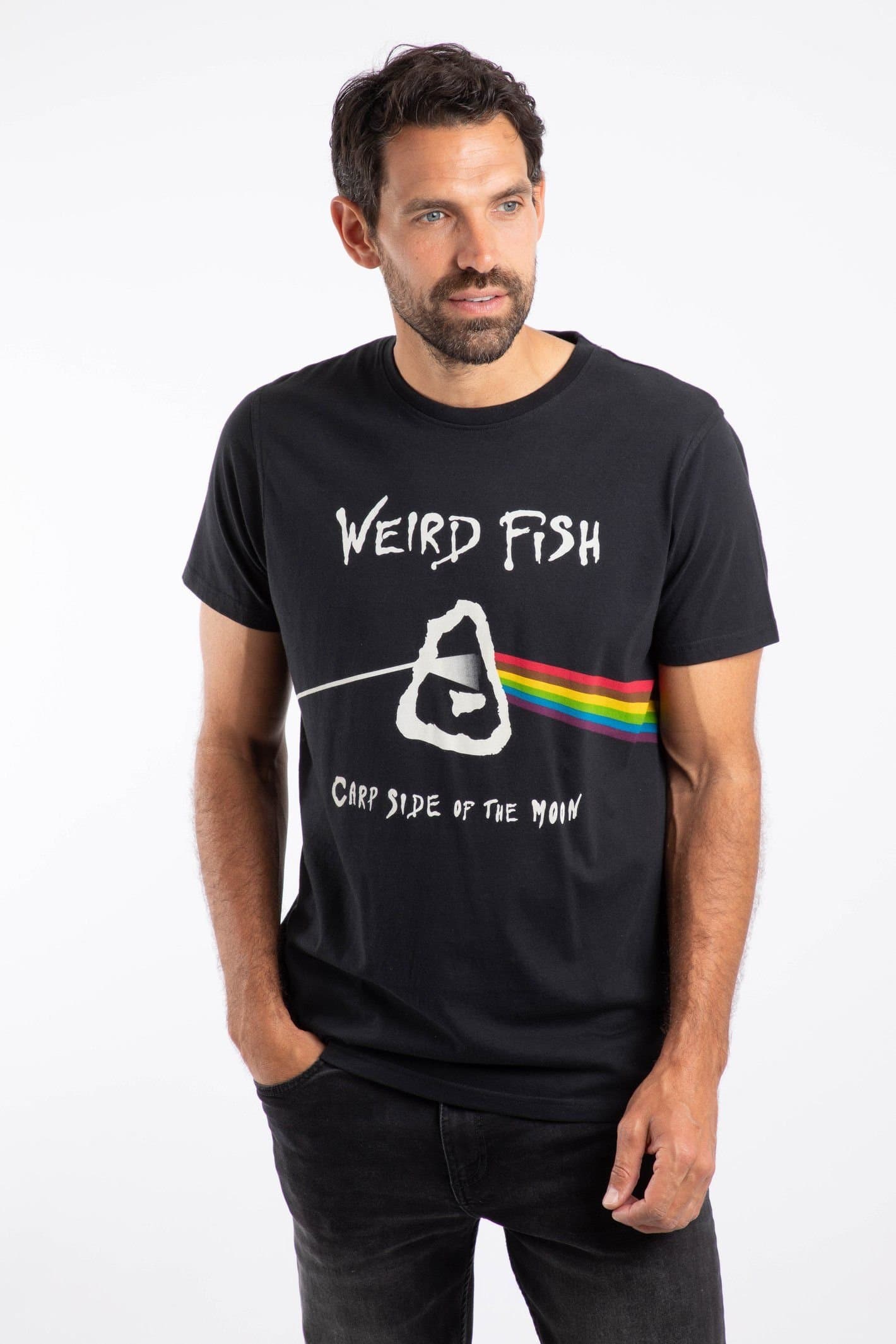 Weird Fish Weird Fish Men's Carp Side Front Print Artist T-Shirt in Black