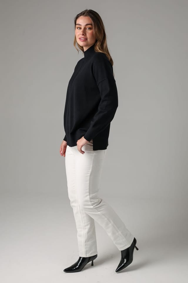 French Connection French Connection Women's Cotton Ribbed Knit High Neck Jumper in Navy - 3