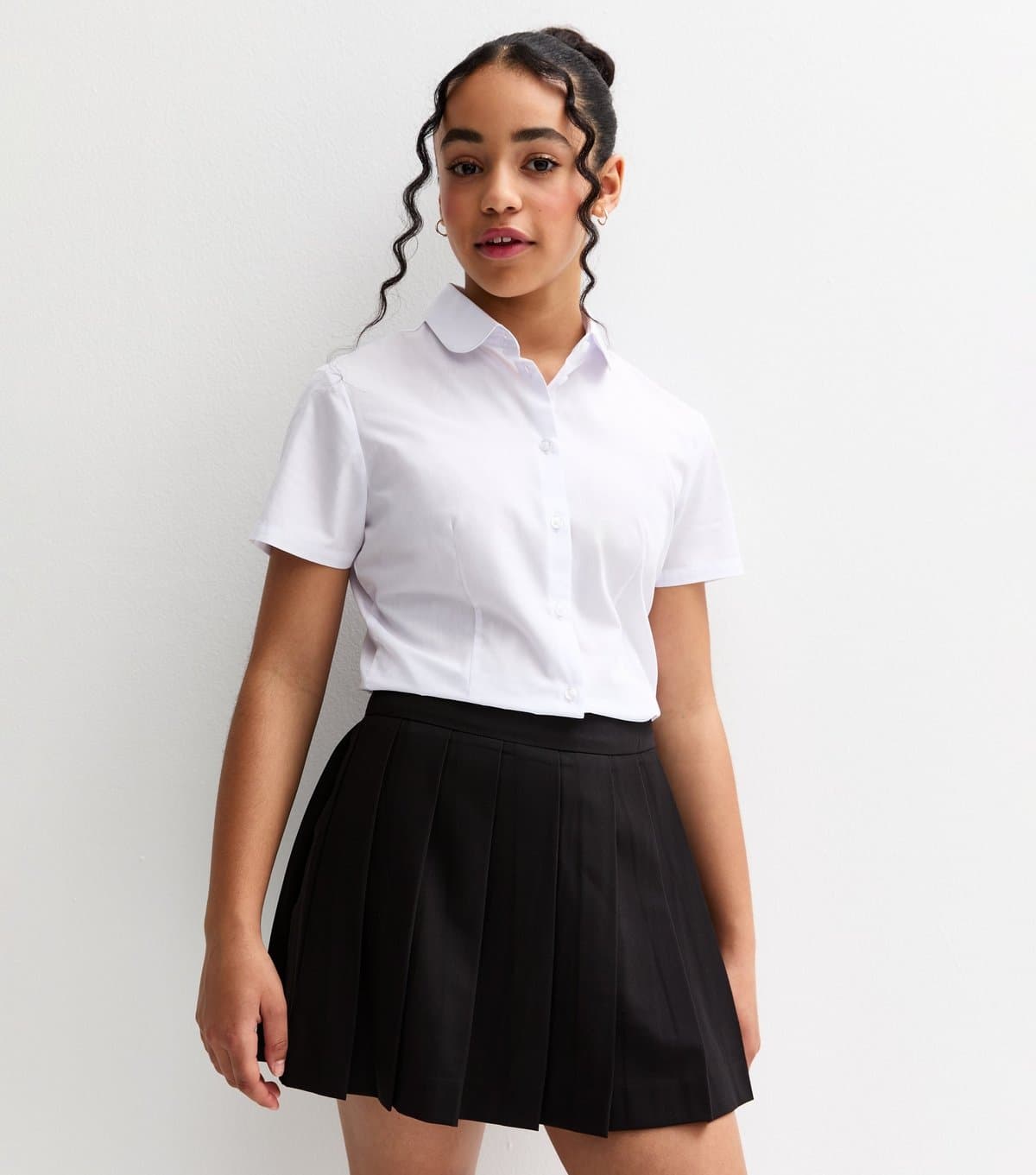 New Look Girls' Black Pleated School Skort New Look