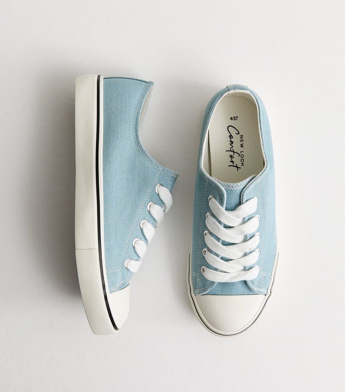 New Look Women's Blue Canvas Lace Up Trainers Vegan New Look