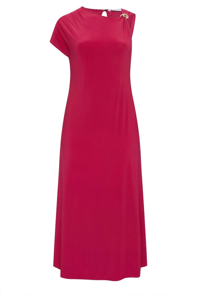 Yours Yours Women's Metal Buckle Detail Maxi Dress in Raspberry - 2