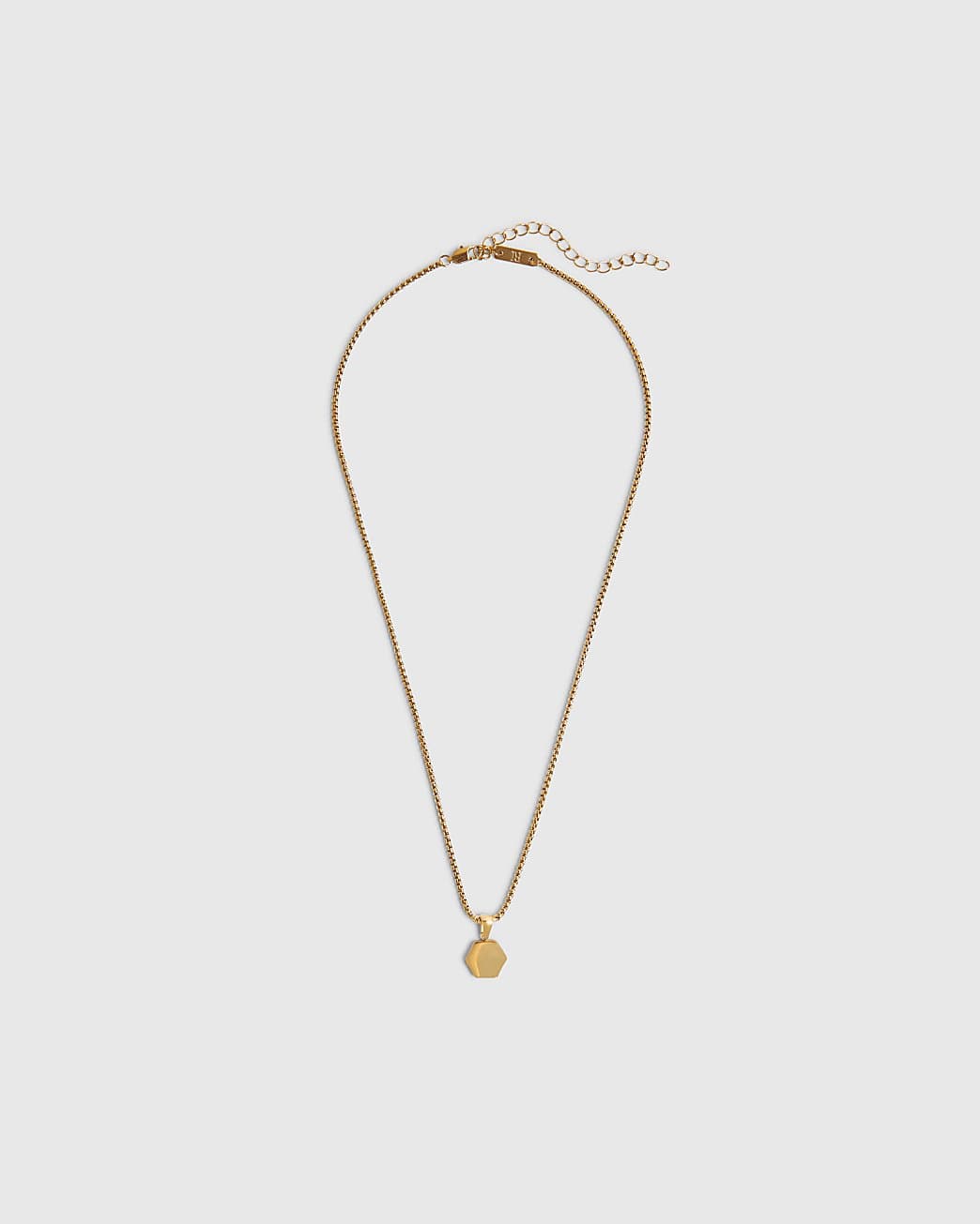 River Island Mens River Island Gold Steel Hexagon Pendant Necklace