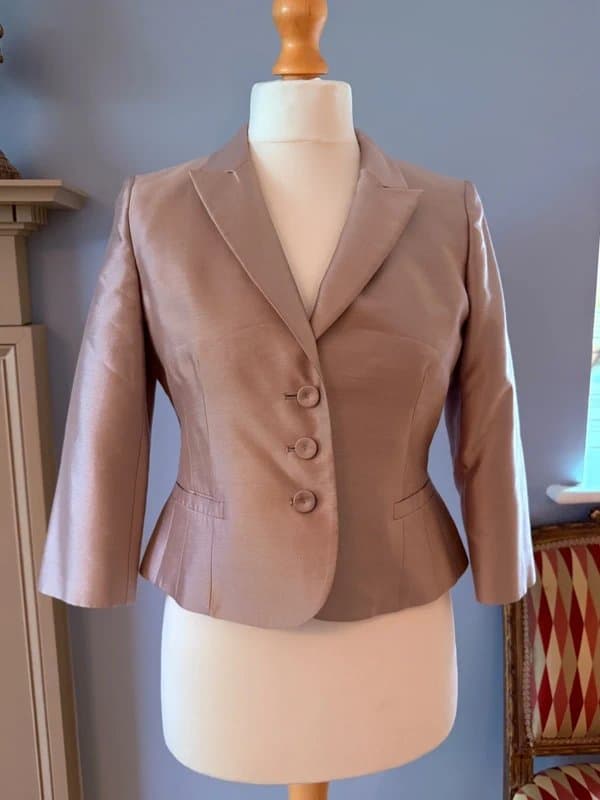 Hobbs Hobbs £225 Special Occasion Oyster Pinky Beige Silk & Wool Jacket UK14