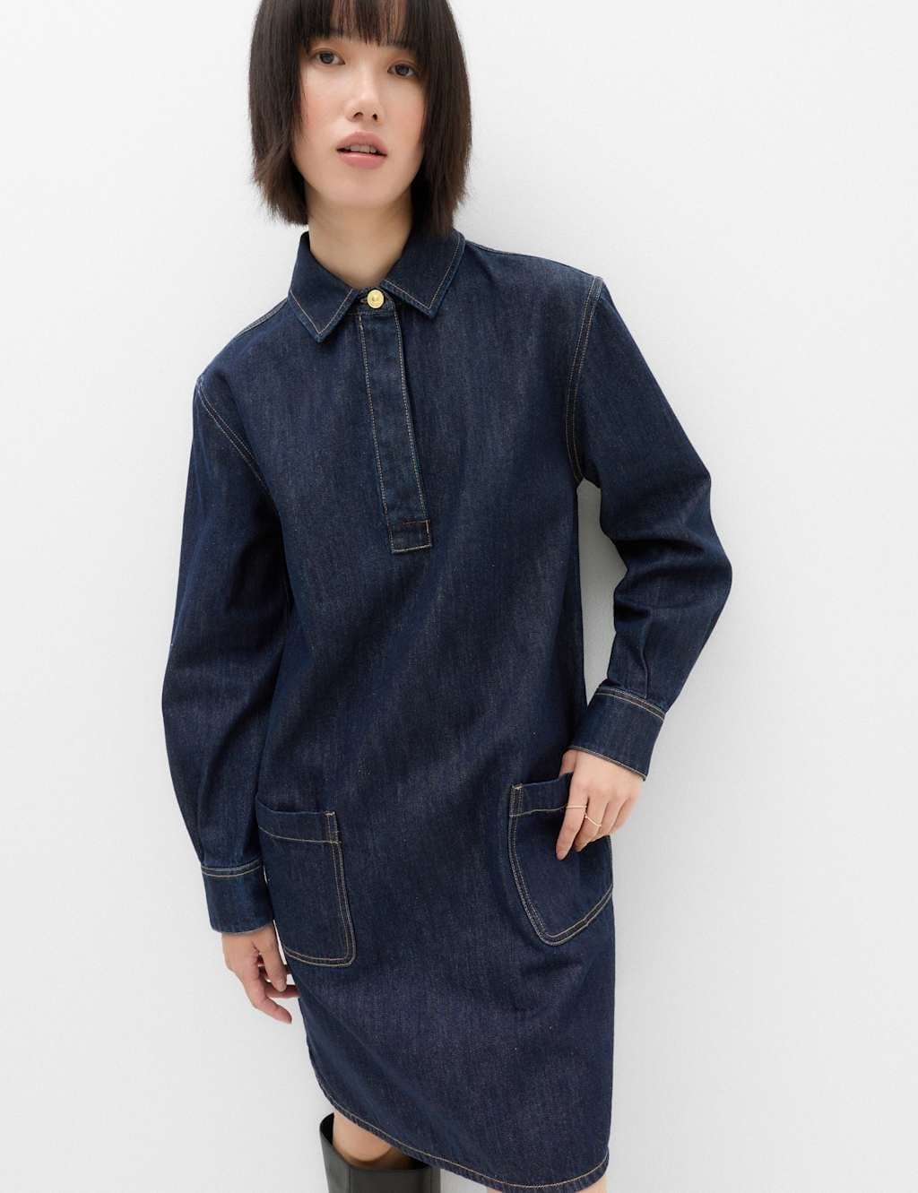 Marks & Spencer M&S Denim Mini Shirt Dress Denim