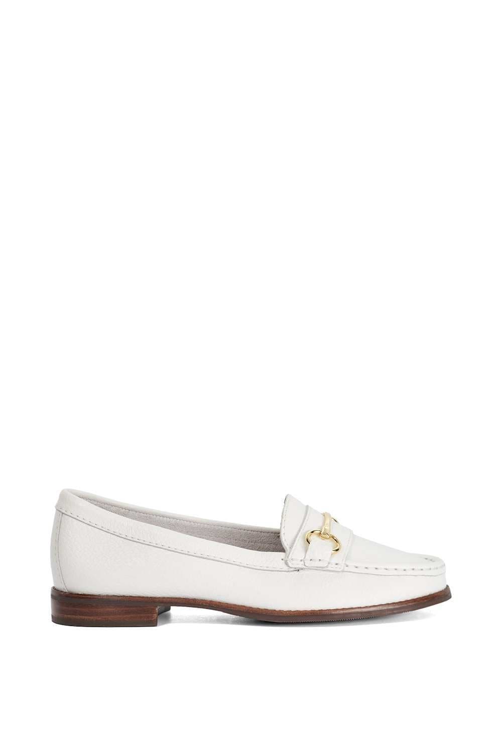 Dune London Dune London Women's Wide Fit 'Glenny' Leather Loafers in White