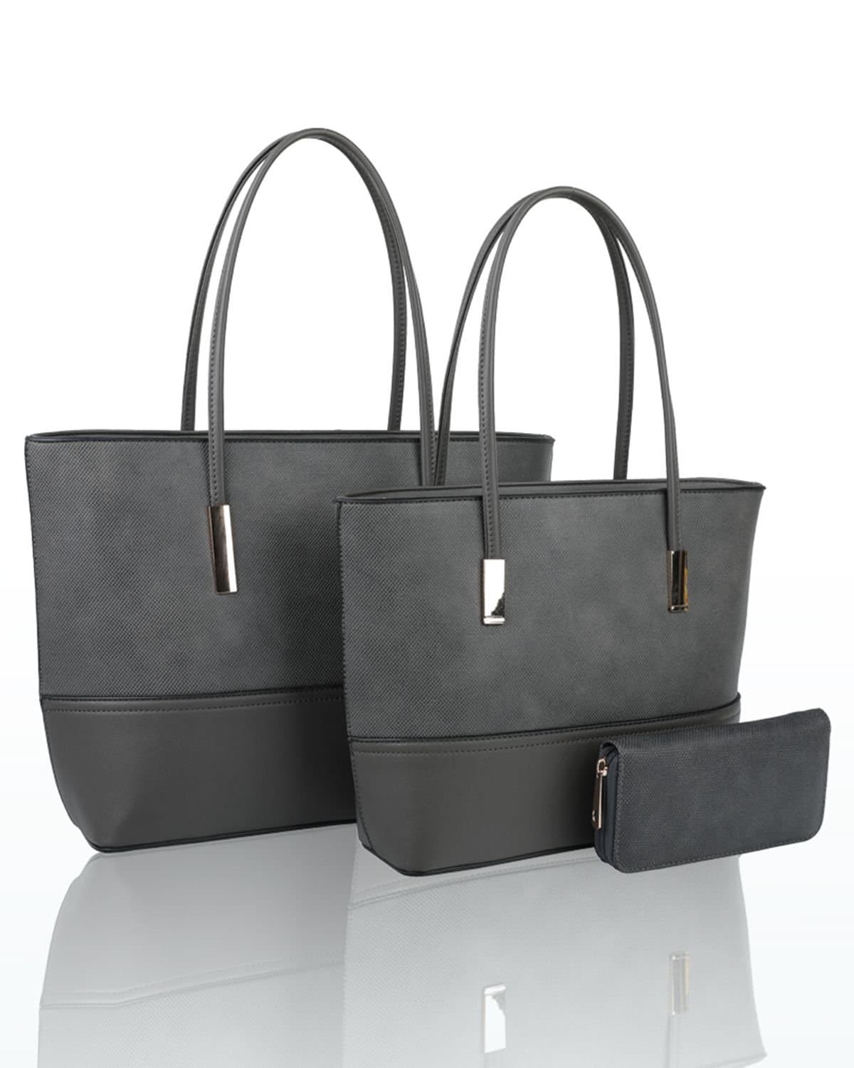 Fontanella Fashion Fontanella Fashion Dark Grey PU Leather 3in1 Handbag Set