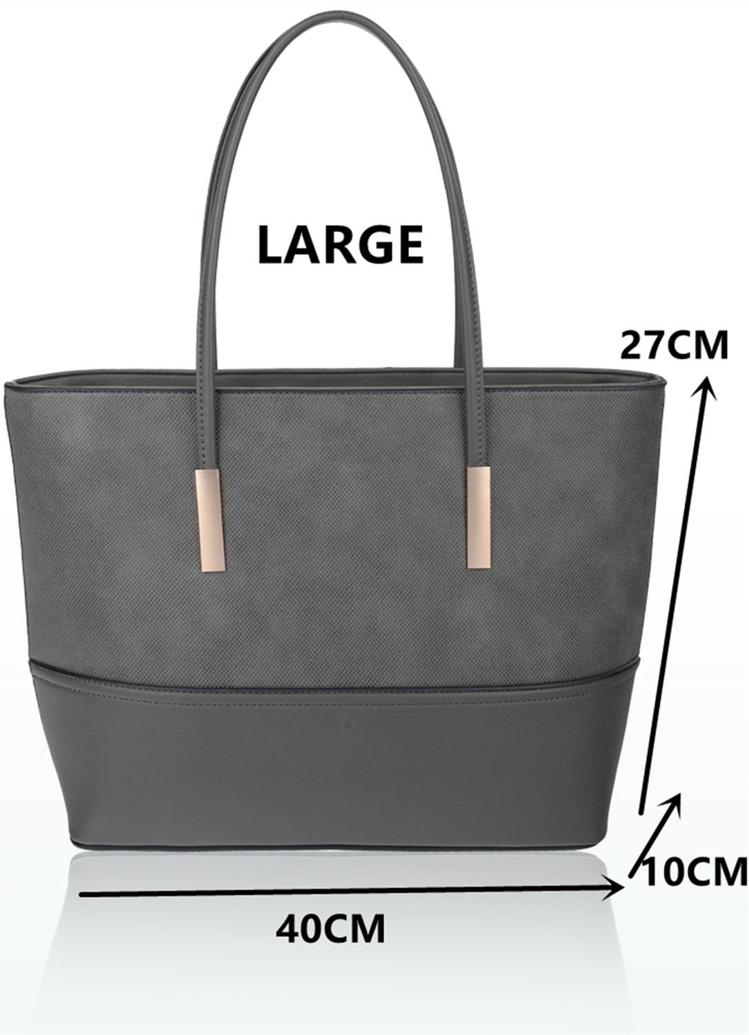 Fontanella Fashion Fontanella Fashion Women's Classico 3in1 PU Leather hangbag x totebag with Purse in Dark Grey - 2