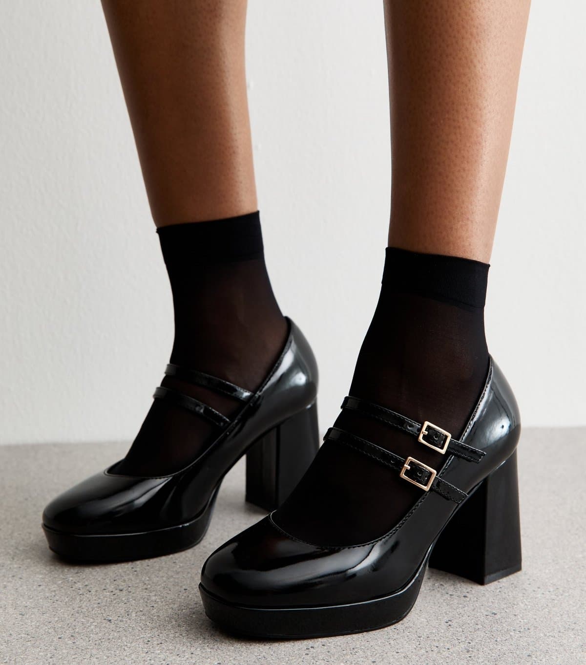 New Look Women's Black Mary Jane Platform Heels Vegan New Look