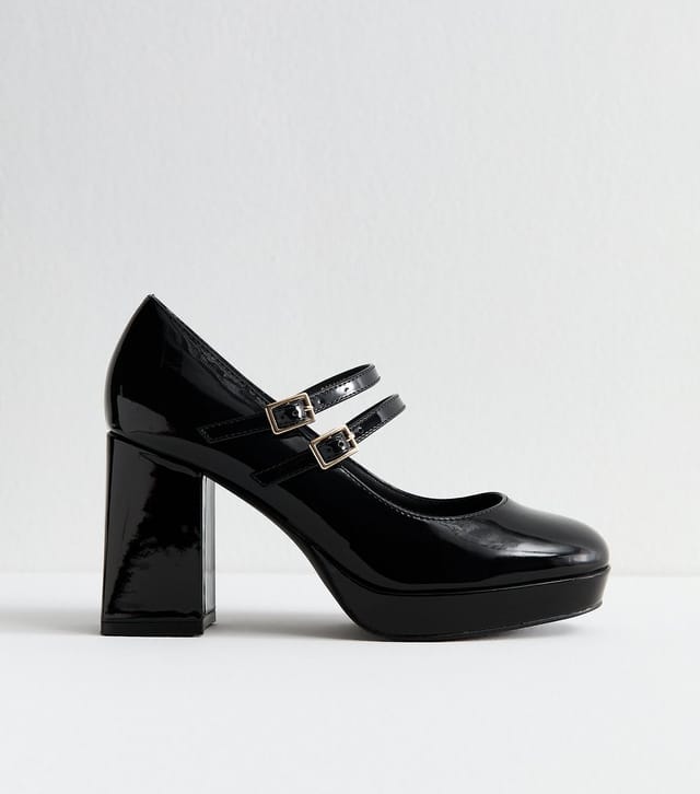 New Look Women's Black Mary Jane Platform Heels Vegan New Look - 2