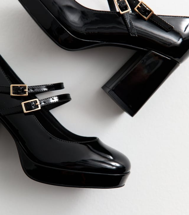 New Look Women's Black Mary Jane Platform Heels Vegan New Look - 3
