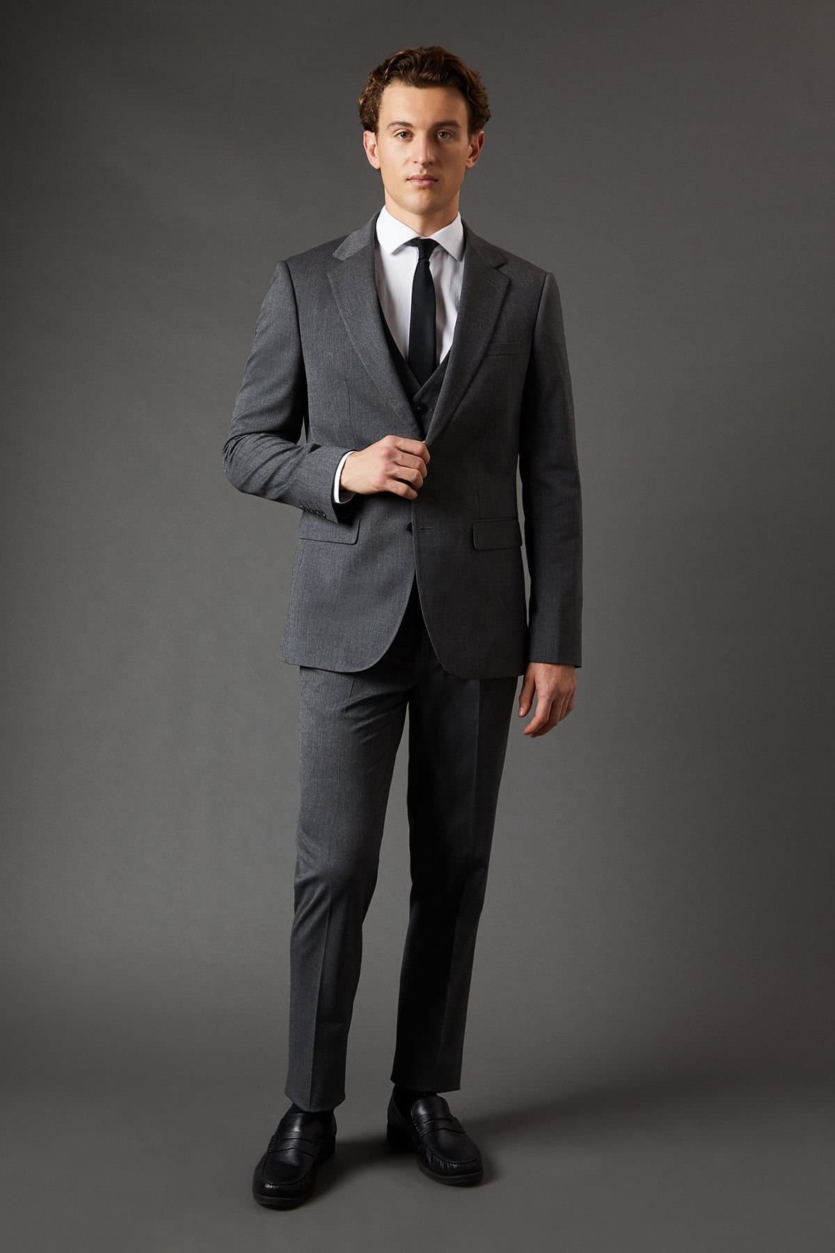 Burton Burton Men's Mid Grey Slim Fit Essential Suit Trousers
