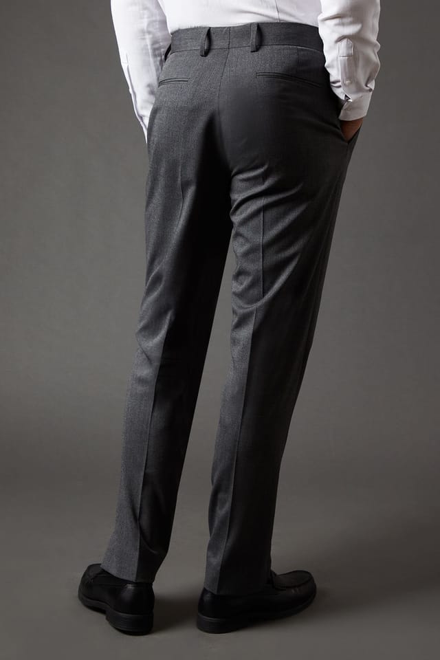 Burton Burton Men's Mid Grey Slim Fit Essential Suit Trousers - 3
