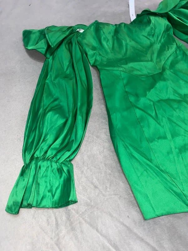 ASOS ASOS Luxe Green Satin Bardot Dress / Christmas Dress