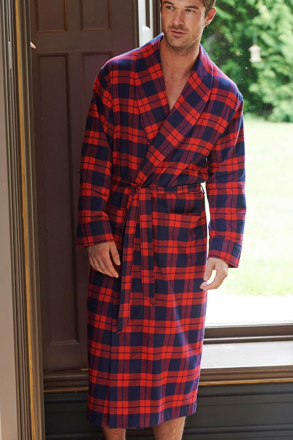 British Boxers British Boxers Men's 'Dumbarton' Tartan Brushed Cotton Dressing Gown