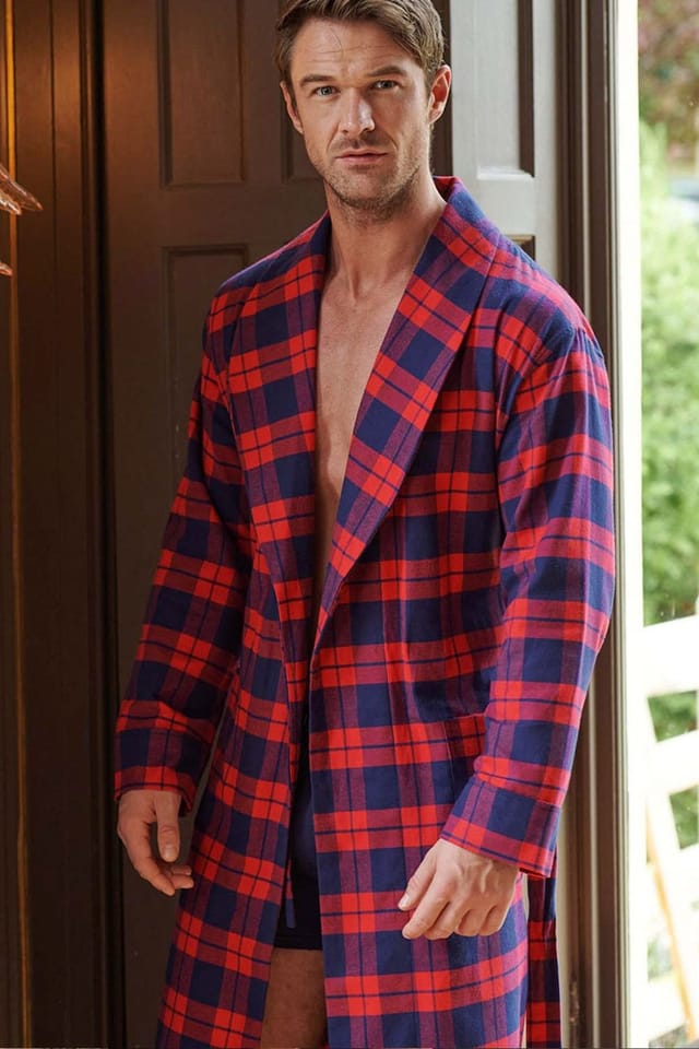 British Boxers British Boxers Men's 'Dumbarton' Tartan Brushed Cotton Dressing Gown - 3