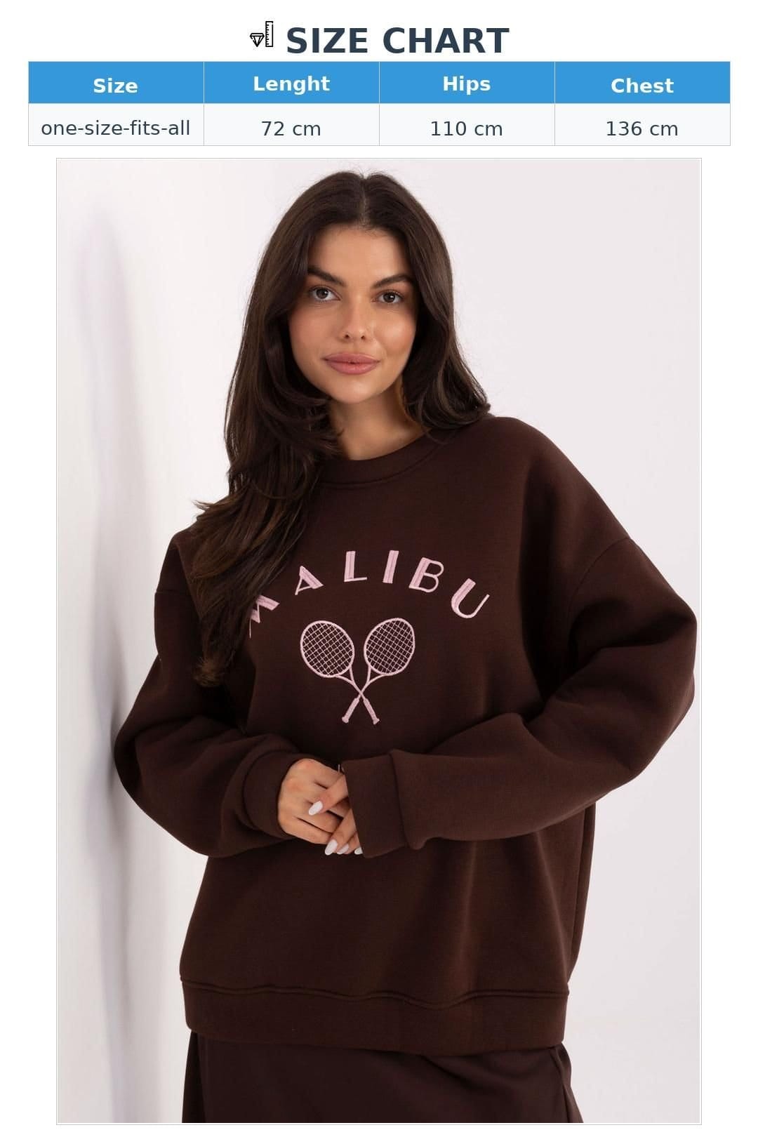 Love Lace Love Lace Women's Cotton Polyester Embroidered Loose Sweatshirt in Brown - 4