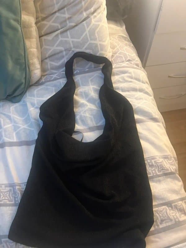 Bershka black sparkly halter neck top