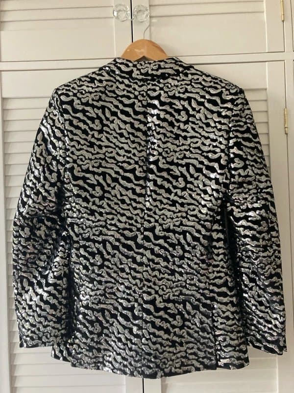 ASOS ASOS design super skinny velvet sequin suit jacket in silver