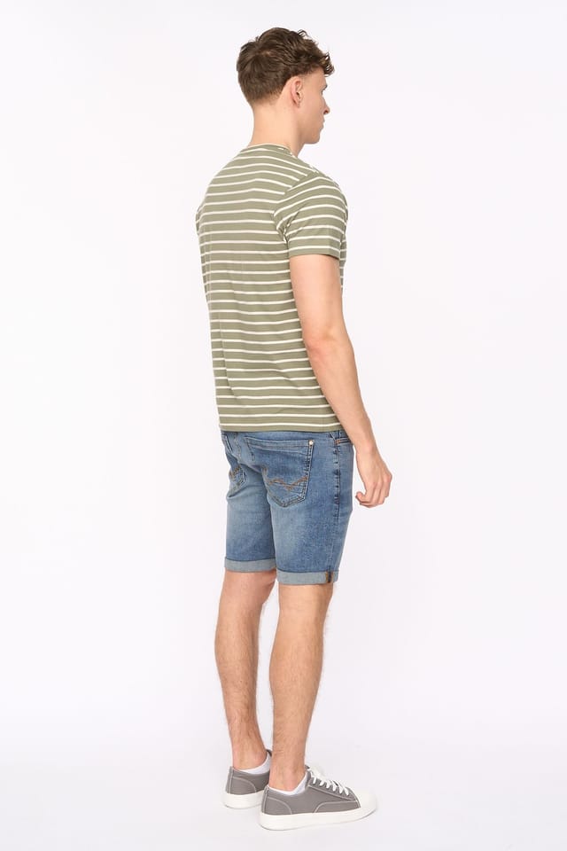 Duck&Cover Duck&Cover Men's Danversity Striped Cotton T-Shirt with Chest Pocket in Olive - 3