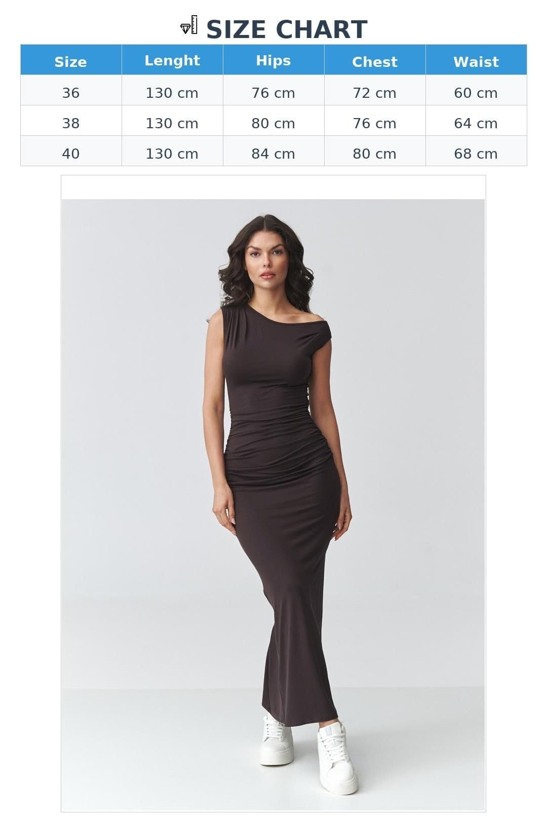 Love Lace Love Lace Women's Fitted Ruched Maxi Dress with High Slit in Brown - 4