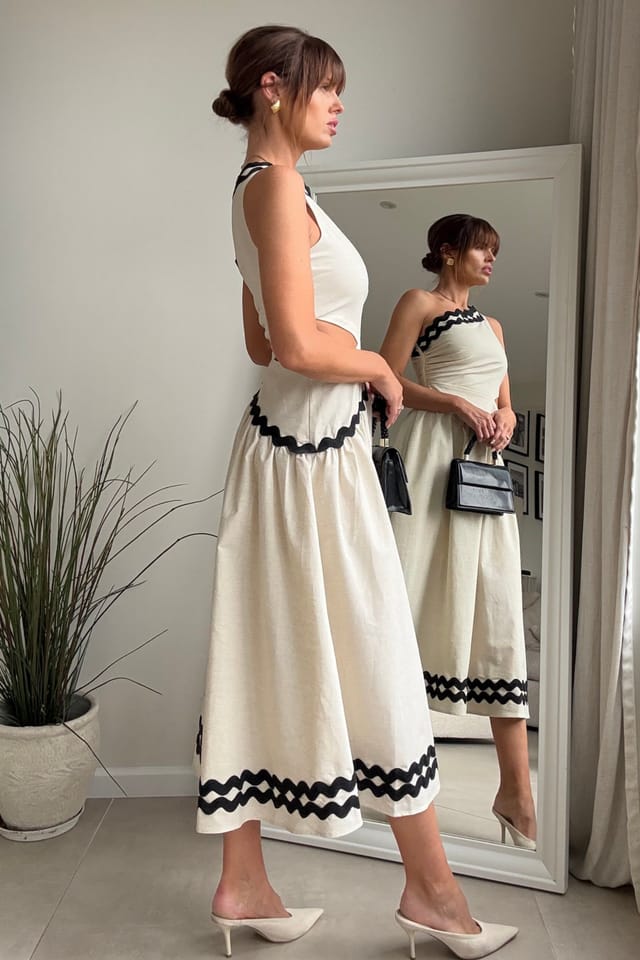 Style Cheat Style Cheat Women's Jasmine Scallop Trim Dress in Ivory - 3