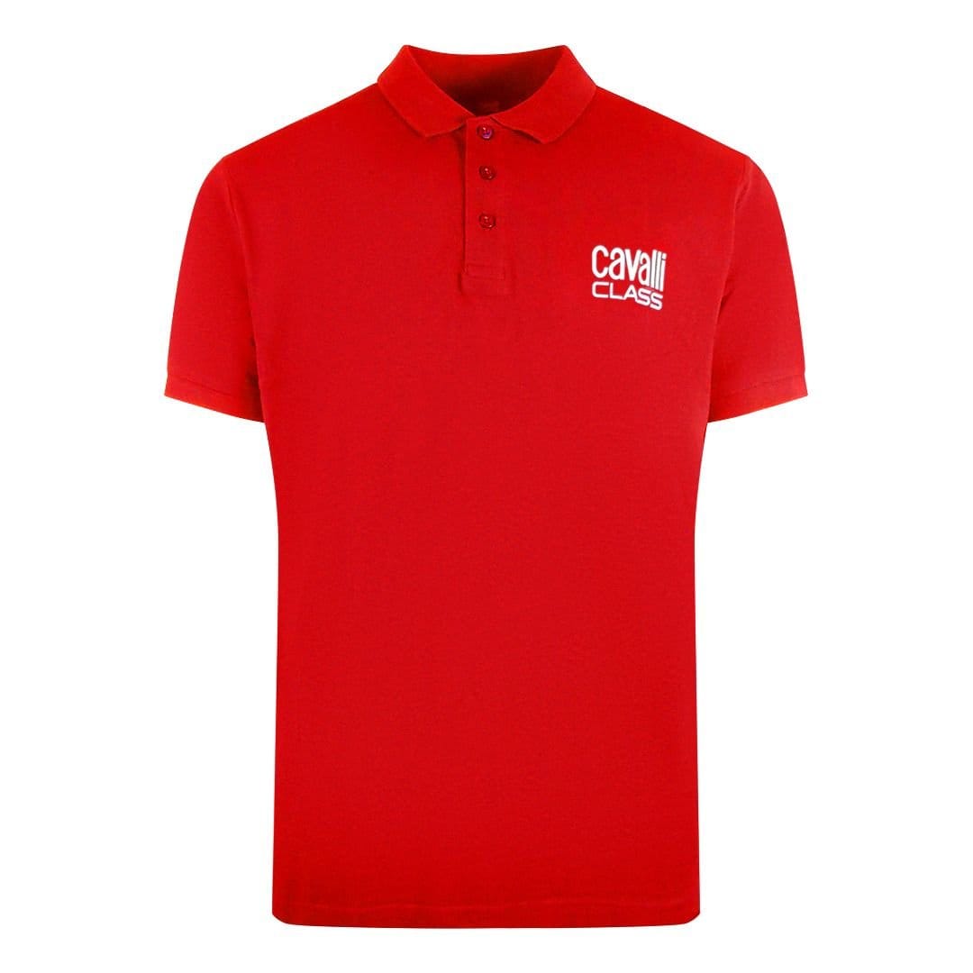 Cavalli Class Cavalli Class Men's Bold Logo Red Polo Shirt - 1