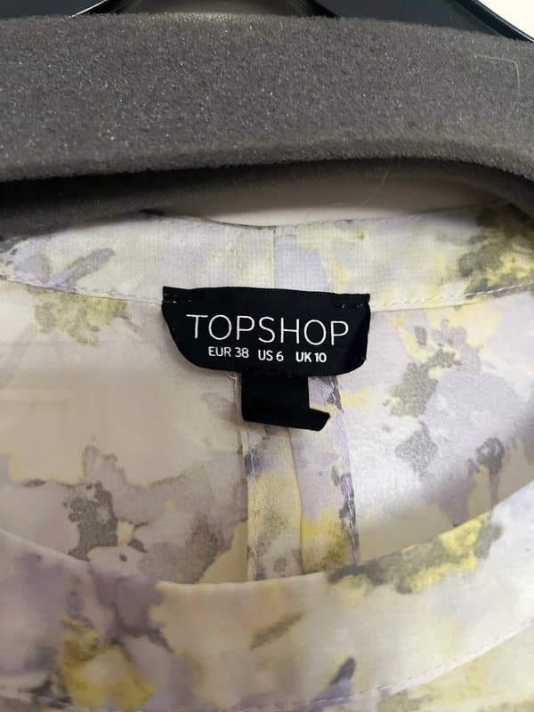 Topshop BNWOT Topshop sheer lemon lilac floral peplum top size 10