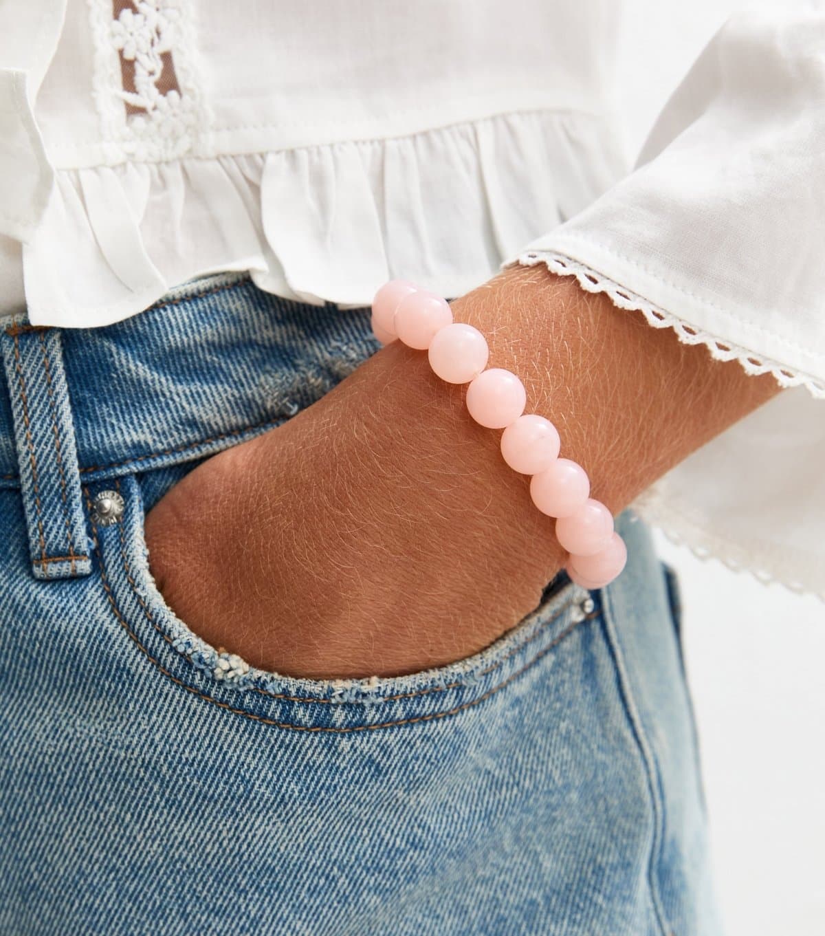 New Look New Look Pink Beaded Stretch Bracelet