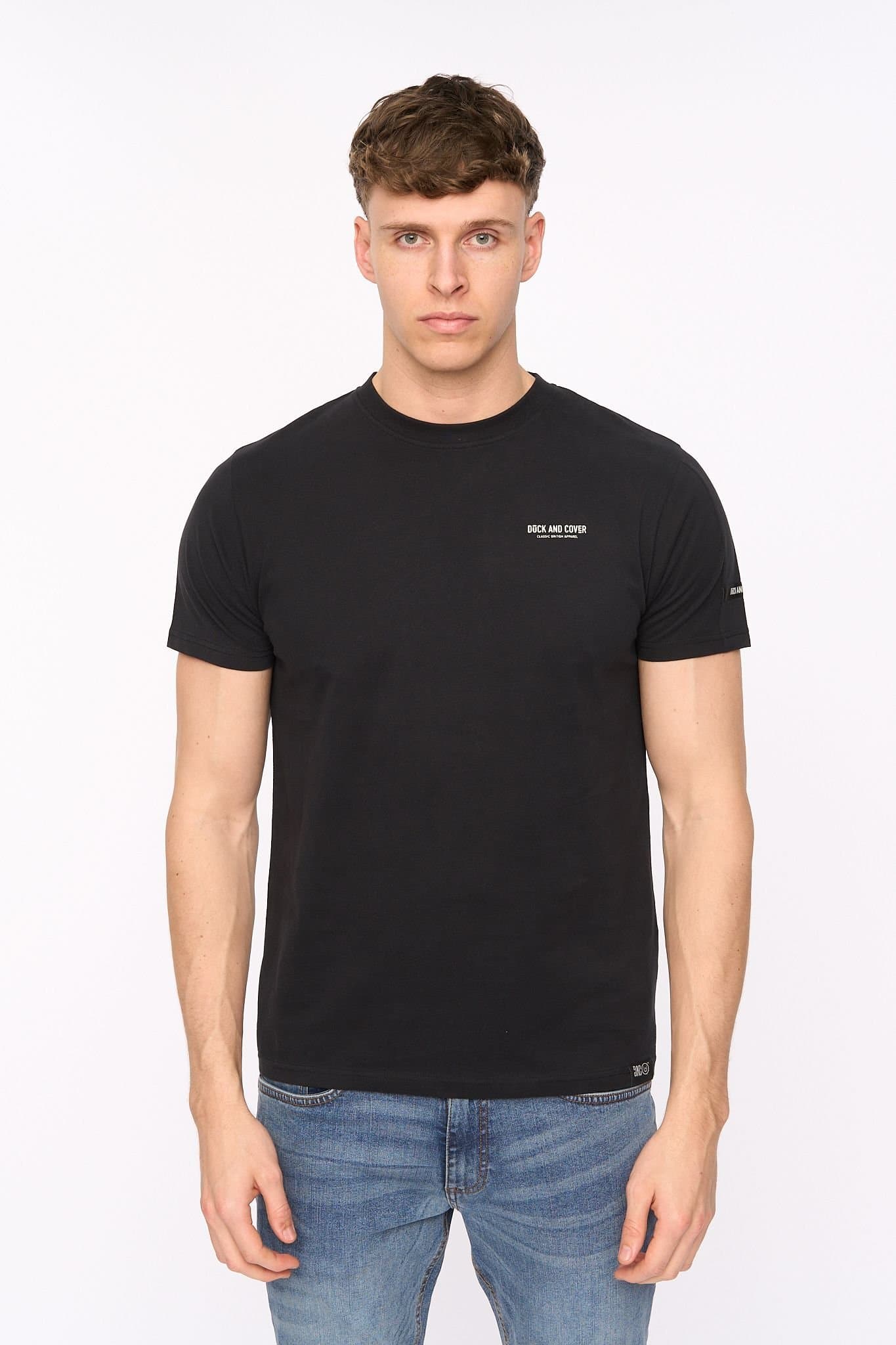 Duck and Cover Duck and Cover Men's Landway Premium T-Shirt with Back Graphic Print in Black