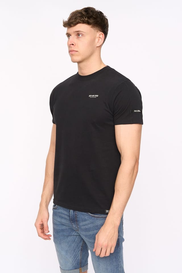 Duck and Cover Duck and Cover Men's Landway Premium T-Shirt with Back Graphic Print in Black - 2