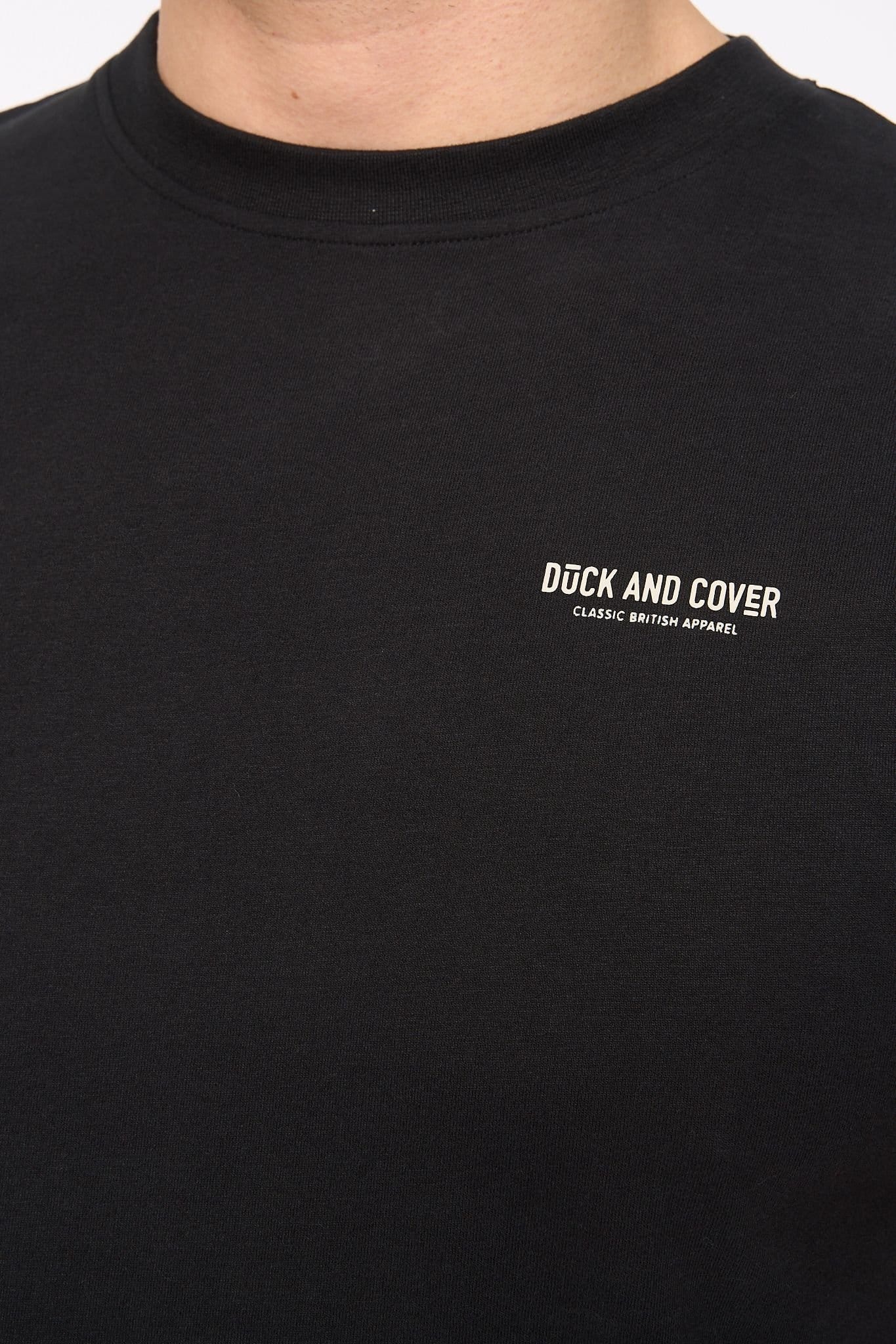 Duck and Cover Duck and Cover Men's Landway Premium T-Shirt with Back Graphic Print in Black - 4