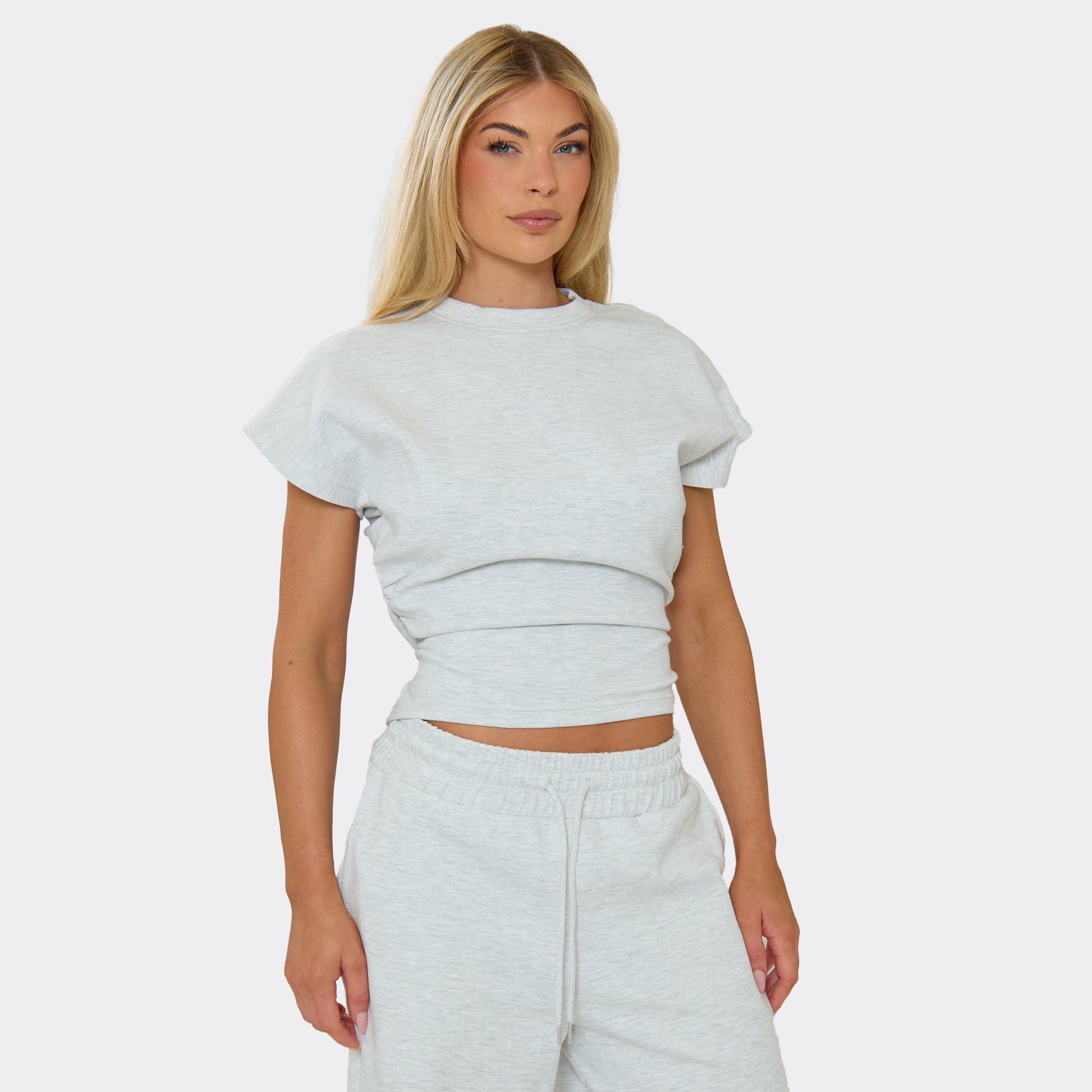 EGO EGO Grey Marl Interlock Ruched Waist Top