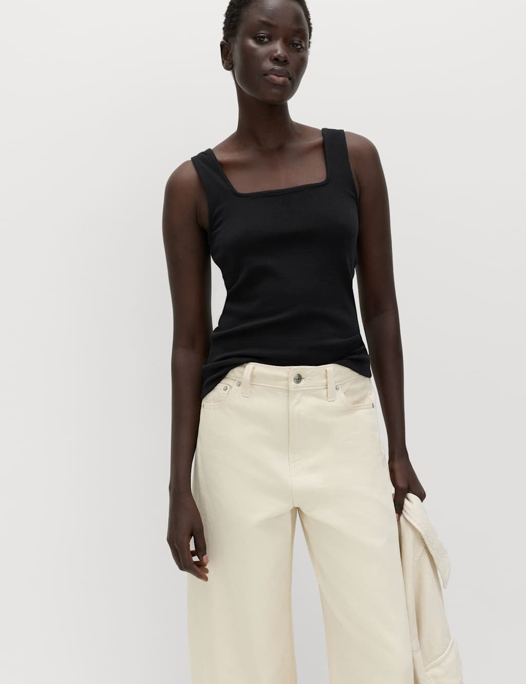 Marks & Spencer M&S Premium Square Neck Vest Black