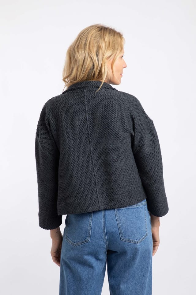 Weird Fish Weird Fish Women's Emily Full Zip Cropped Macaroni Sweatshirt Jacket in Navy - 3