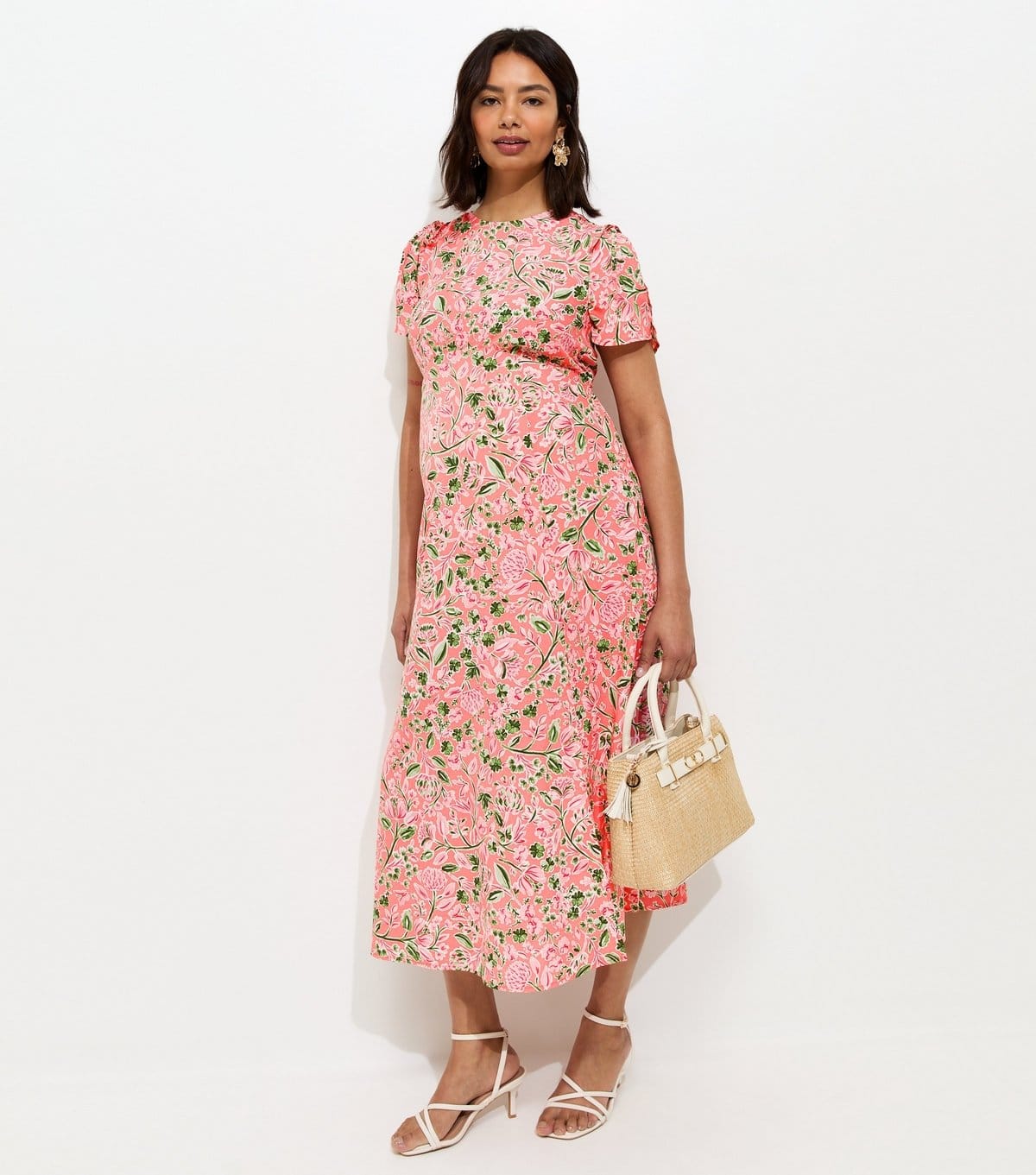 New Look Women's Maternity Pink Crepe Floral Print Midi Dress New Look - 4