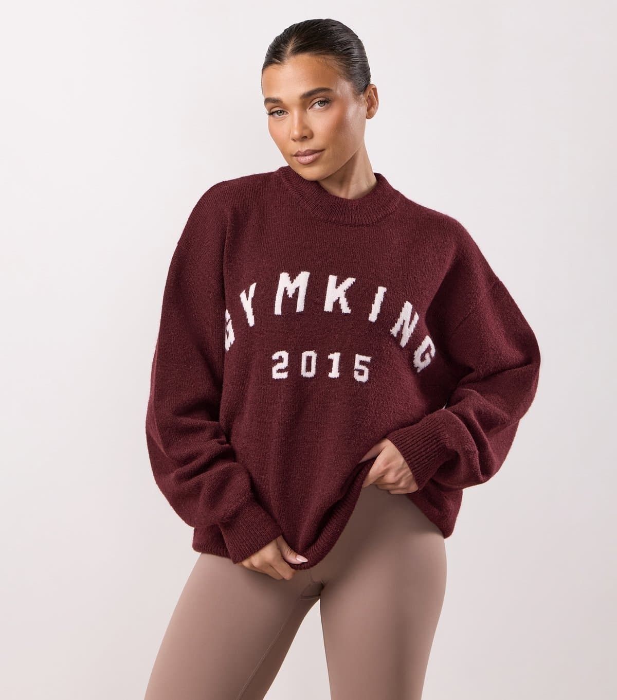Gym King Women's Burgundy Restore Knit Crew Neck Sweatshirt Gym King New Look