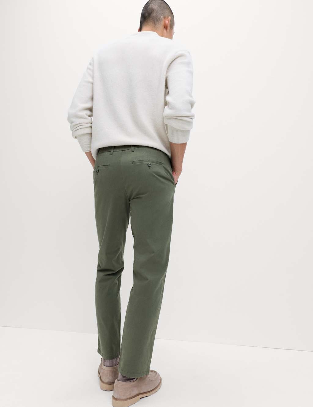 Marks & Spencer M&S Regular Fit Stretch Chinos Moss Green - 4