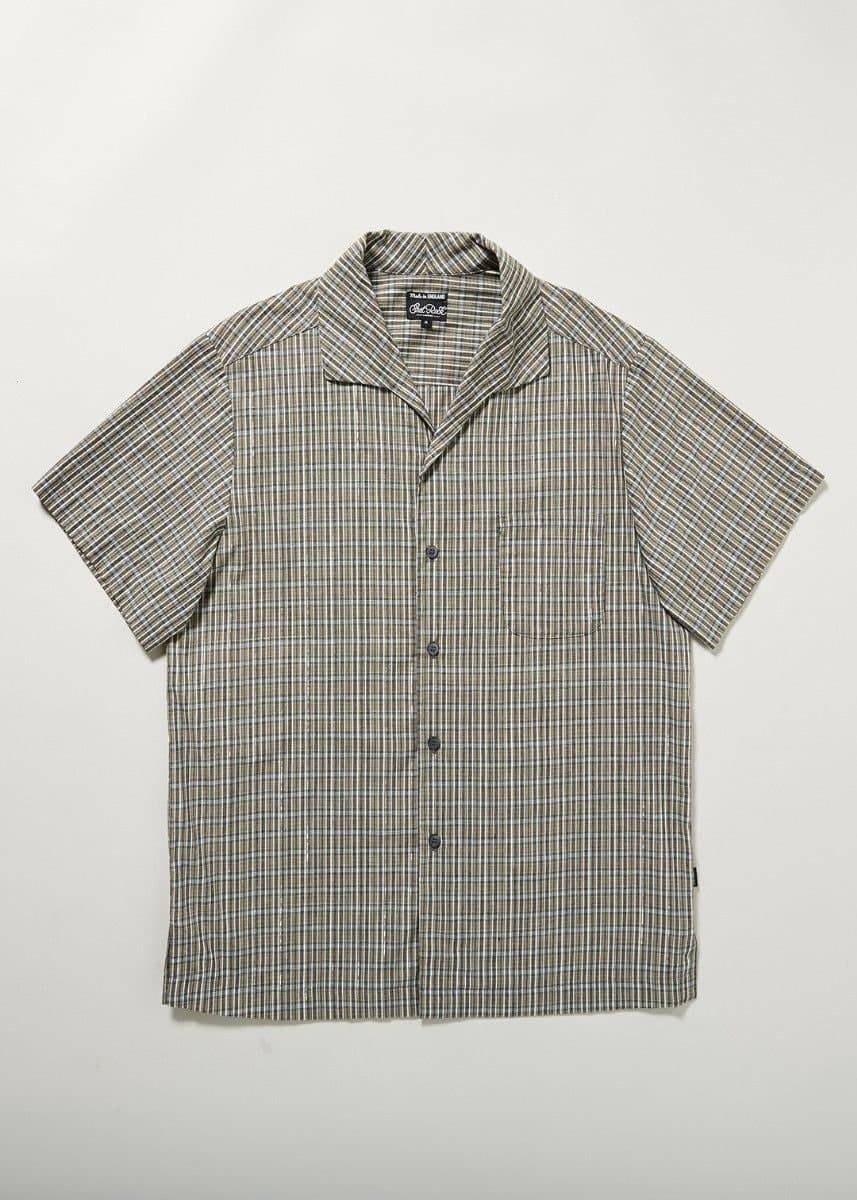 Chet Rock Chet Rock Felix Men's Black Checkered Bowling Shirt Short Sleeve in Grey