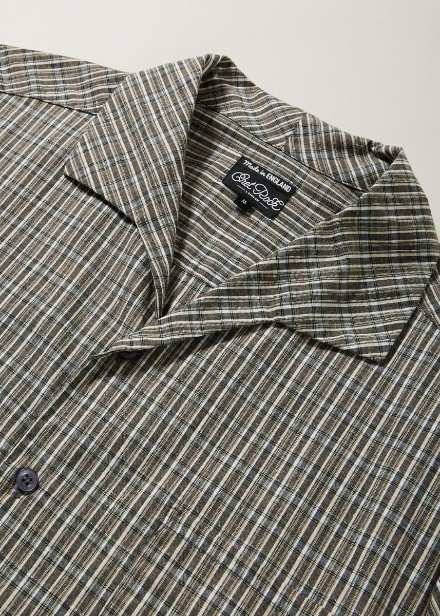 Chet Rock Chet Rock Felix Men's Black Checkered Bowling Shirt Short Sleeve in Grey - 4