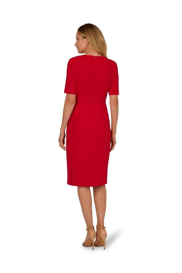 Adrianna Papell Adrianna Papell Women's Mini Bow Front Sheath Dress in Red - 3