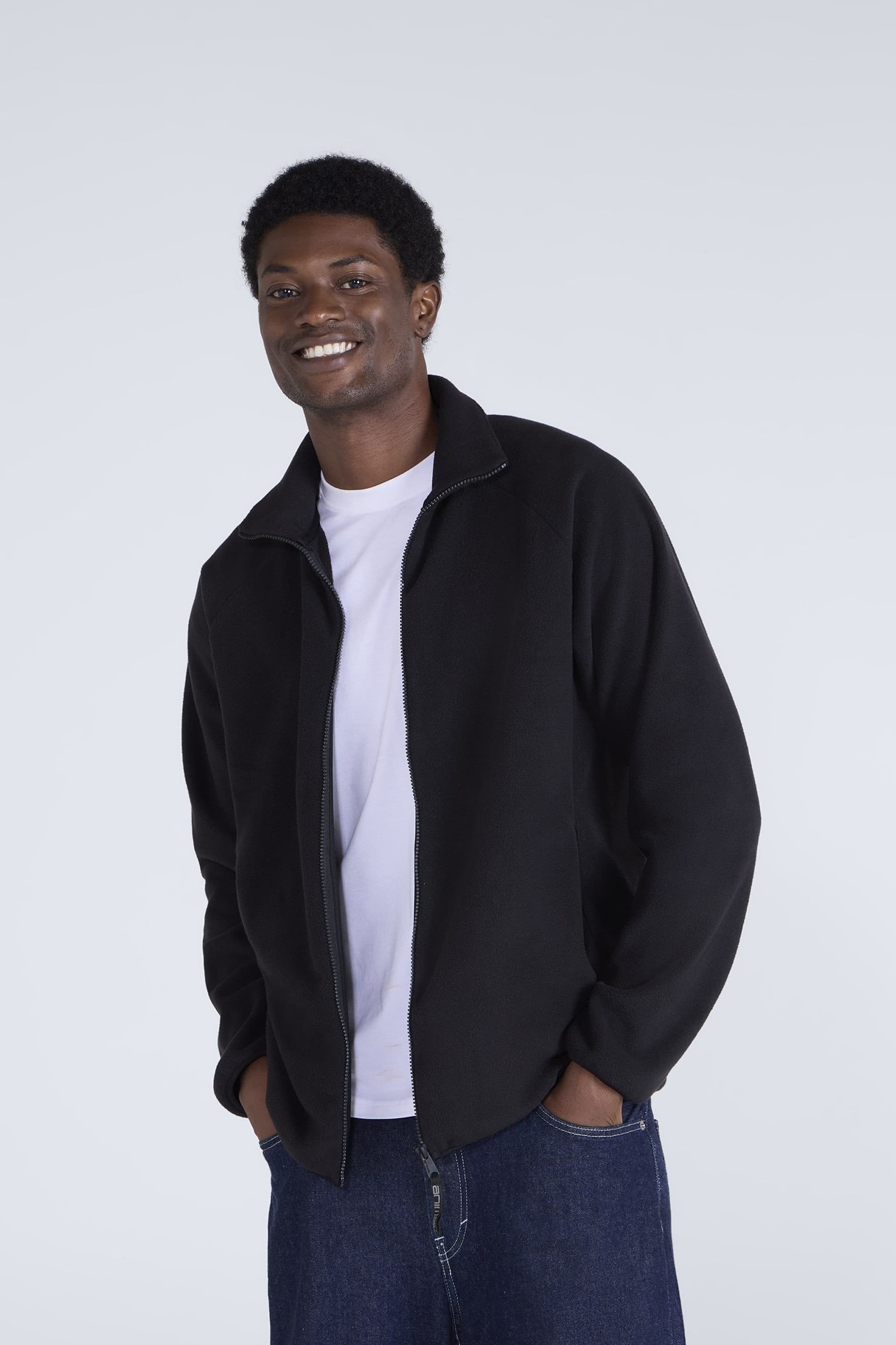 Animal Animal Men's 'Stockholm' Full Zip Breathable Soft Warm & Cosy Snug Fit Fleece in Jet Black