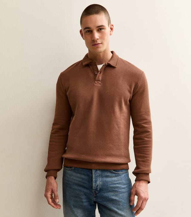 New Look Men's Rust Rugby Polo Relaxed Sweatshirt New Look - 2