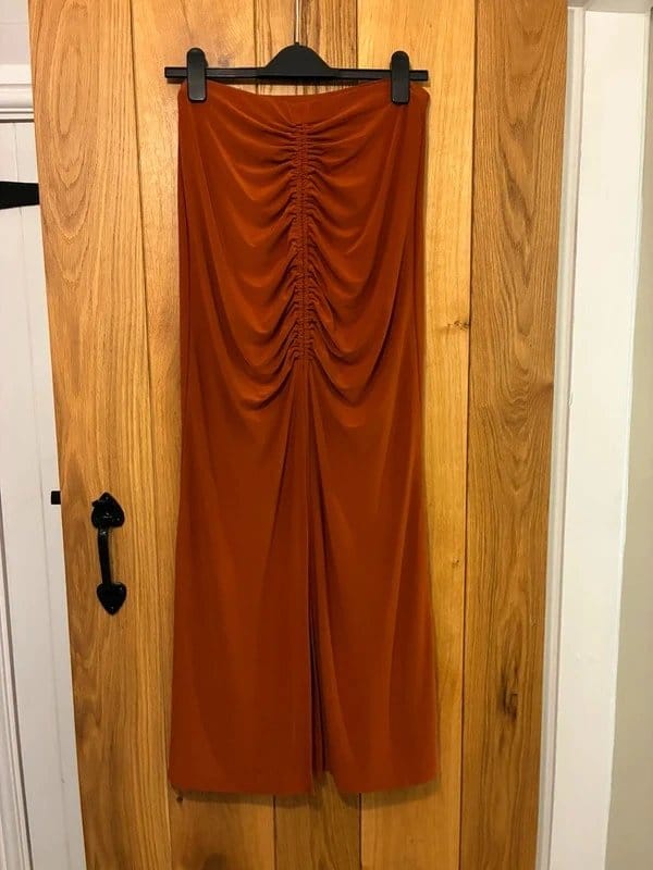 ASOS Rust/Orange Long Skirt with Gathered Detail
